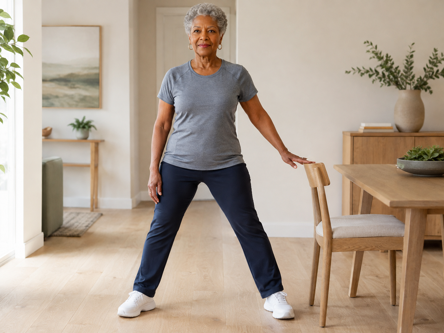 Move body weight gradually from one foot to the other without lifting the feet.