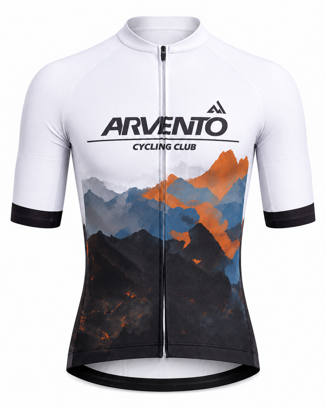 ARVENTO White Mountain men's short-sleeve cycling jersey, front view.