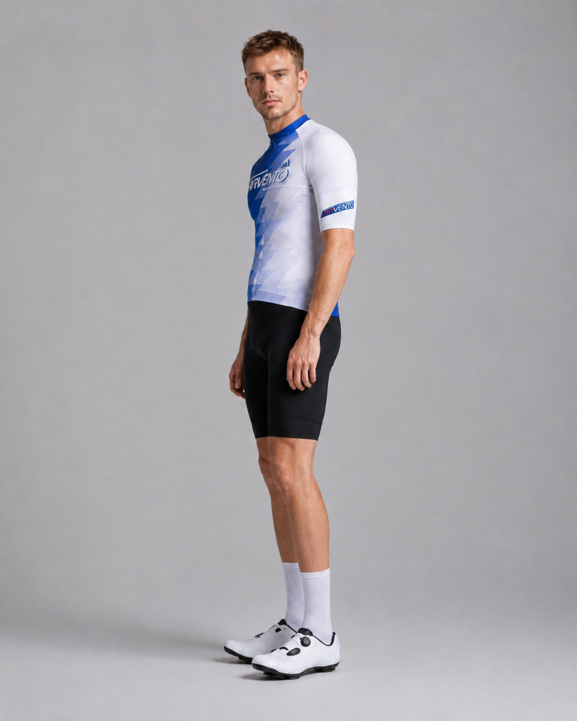 ARVENTO Ocean Gradient Pro Cycling Jersey side view showing close performance fit